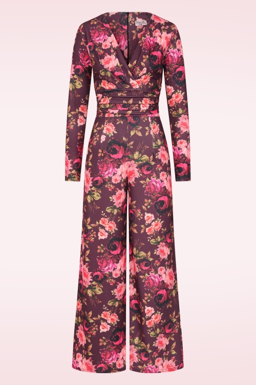 Vintage Chic for Topvintage - Topvintage exclusive ~ Liana Floral jumpsuit in aubergine