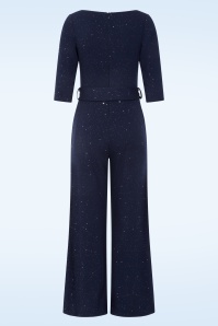 Vintage Chic for Topvintage - Topvintage exclusive ~ Irina glitter jumpsuit in marineblauw 3
