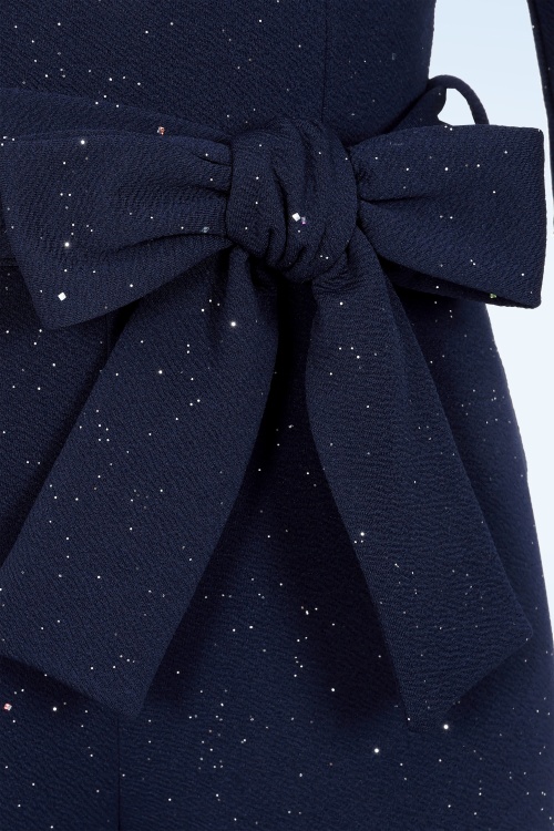 Vintage Chic for Topvintage - Topvintage exclusive ~ Irina glitter jumpsuit in marineblauw 2