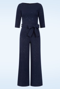 Vintage Chic for Topvintage - Topvintage exclusive ~ Irina glitter jumpsuit in marineblauw