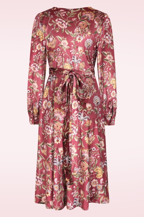Very Cherry - Dalida Floral fluwelen wikkeljurk in dieprood 3