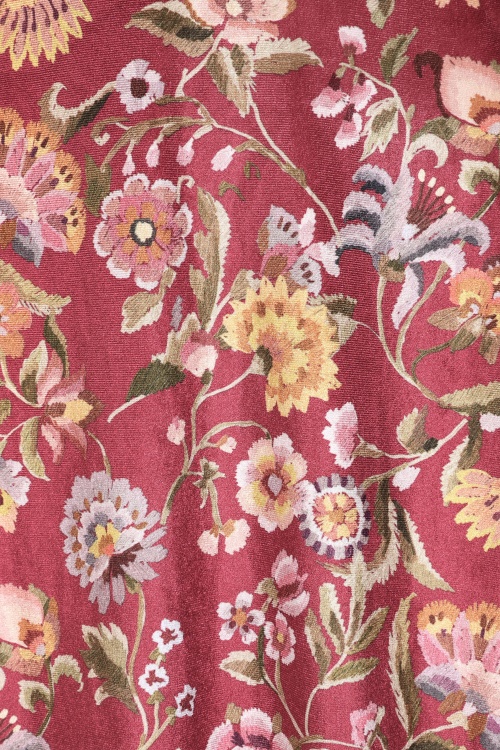 Very Cherry - Dalida Floral fluwelen wikkeljurk in dieprood 2