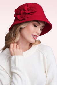 Amici - Lyla Cloche hoed in rood 2