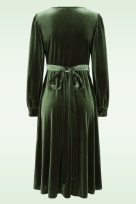Very Cherry - Dalida fluwelen wikkeljurk in olijfgroen 3