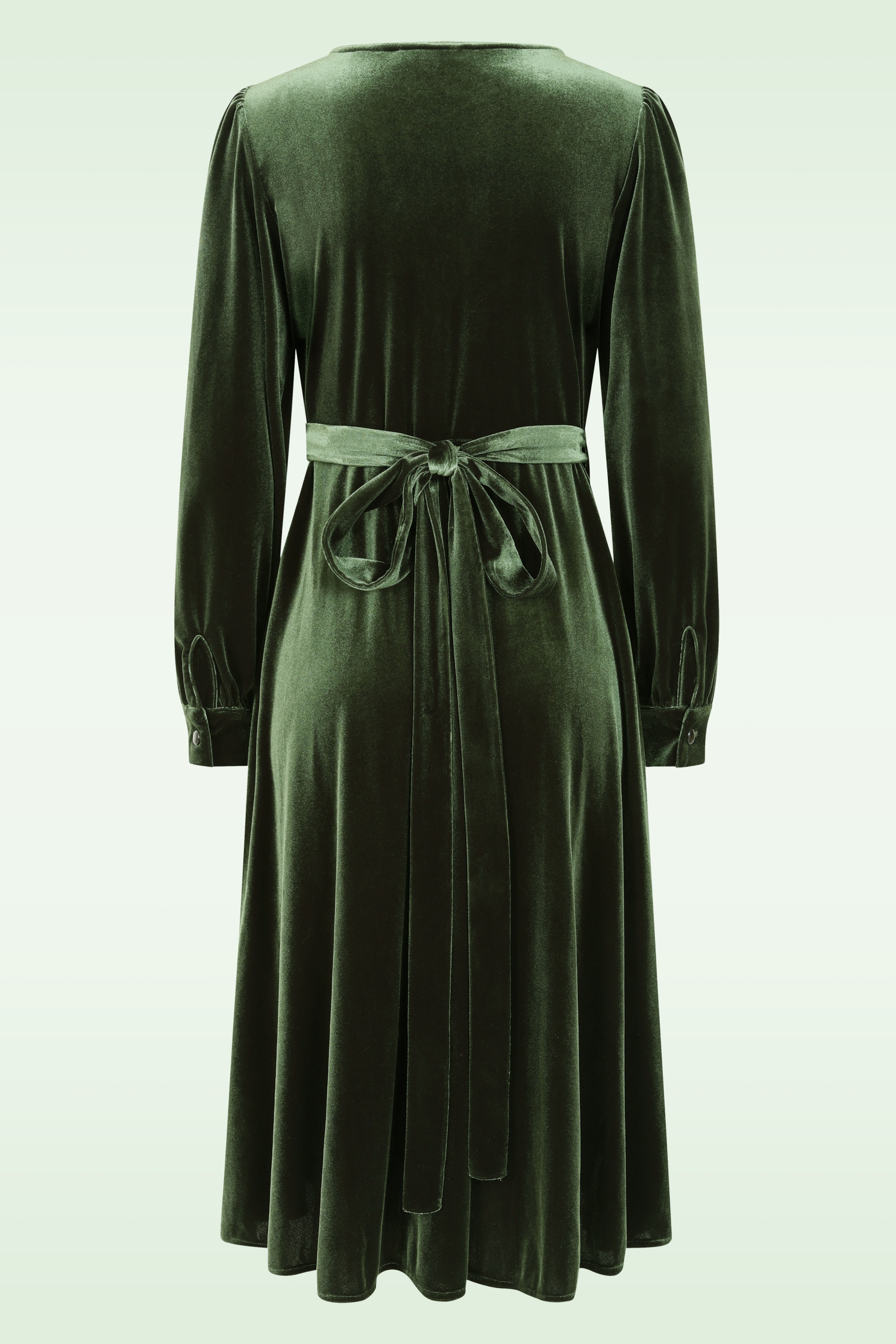 Very Cherry - Dalida fluwelen wikkeljurk in olijfgroen 3