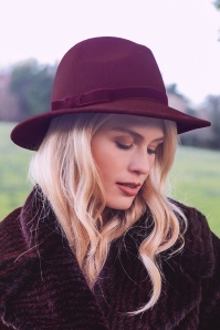 Amici - Serena Fedora hoed van wol in bordeauxrood