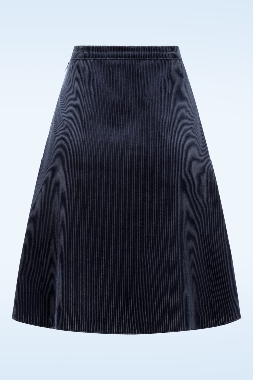 Very Cherry - Nora corduroy a-lijn rok in marineblauw 3