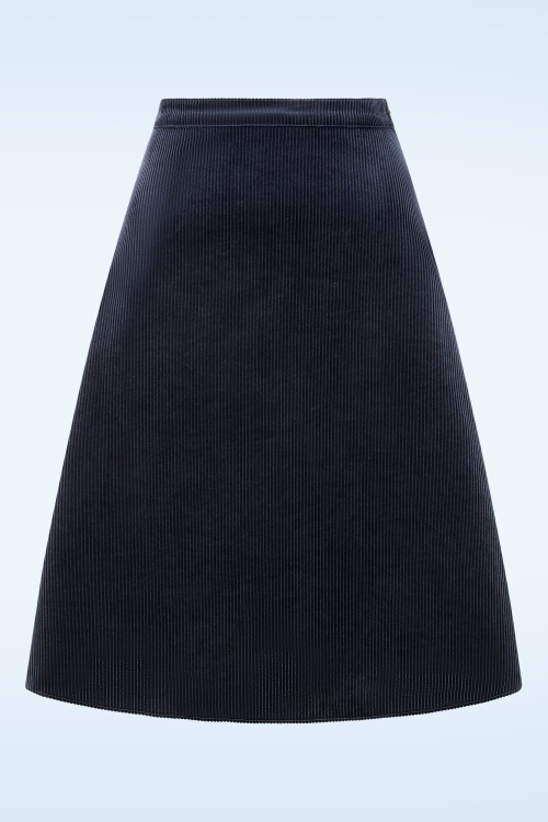 Very Cherry - Nora corduroy a-lijn rok in marineblauw