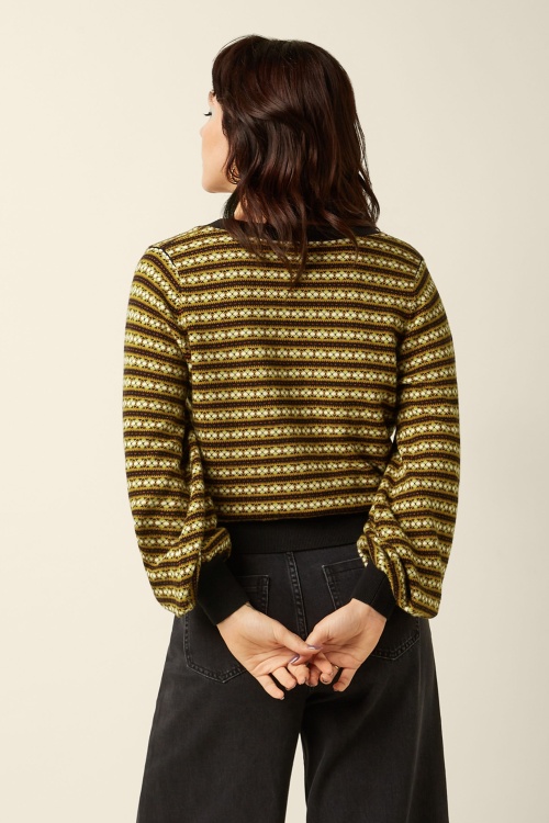 King Louie - V-Neck Walter top in zwart en multi 3