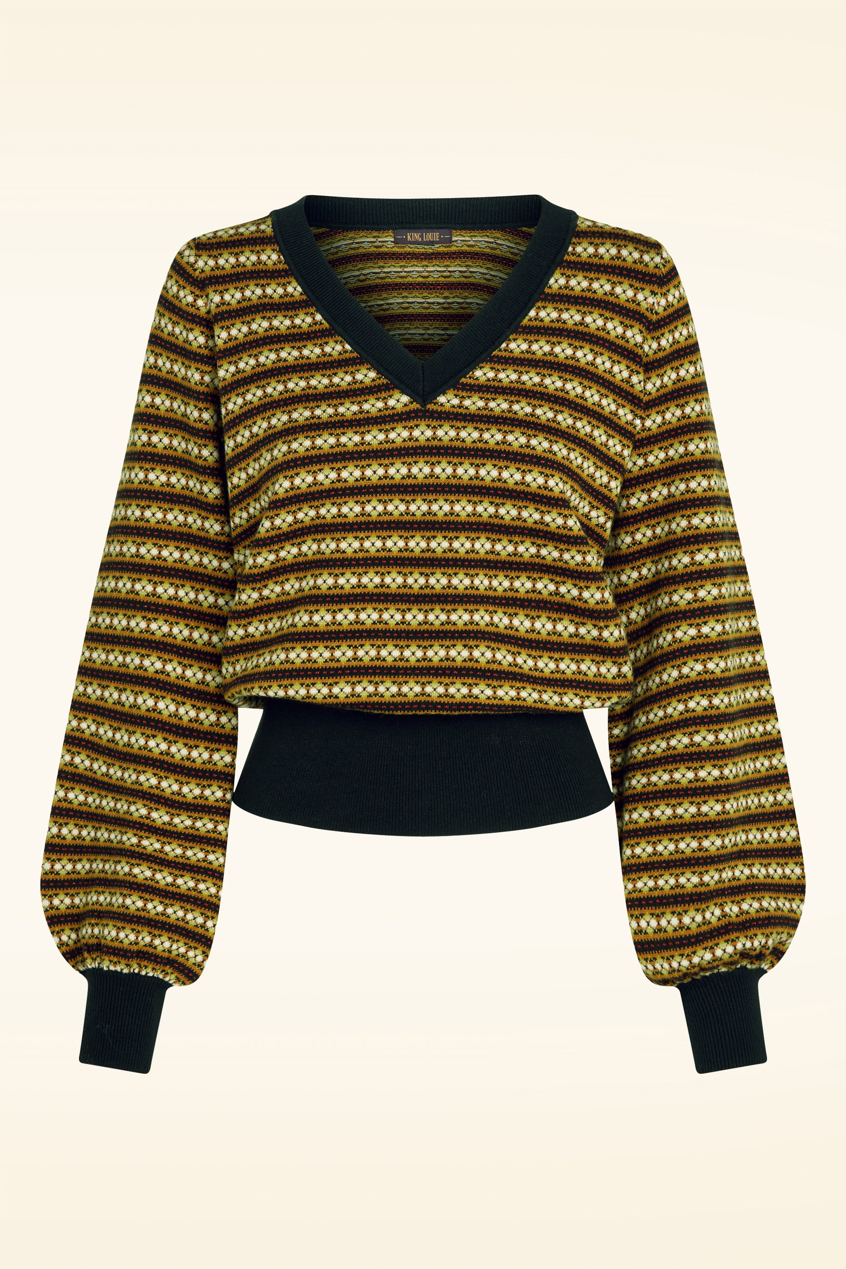 King Louie - V-Neck Walter top in zwart en multi 2