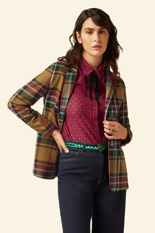 King Louie - Daisy Caroll Check blazer in goudbruin  3