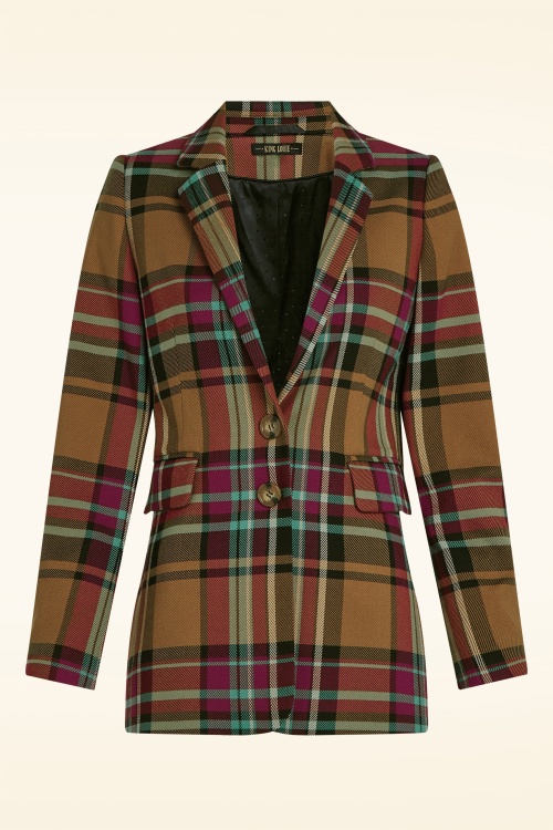 King Louie - Daisy Caroll Check blazer in goudbruin  2
