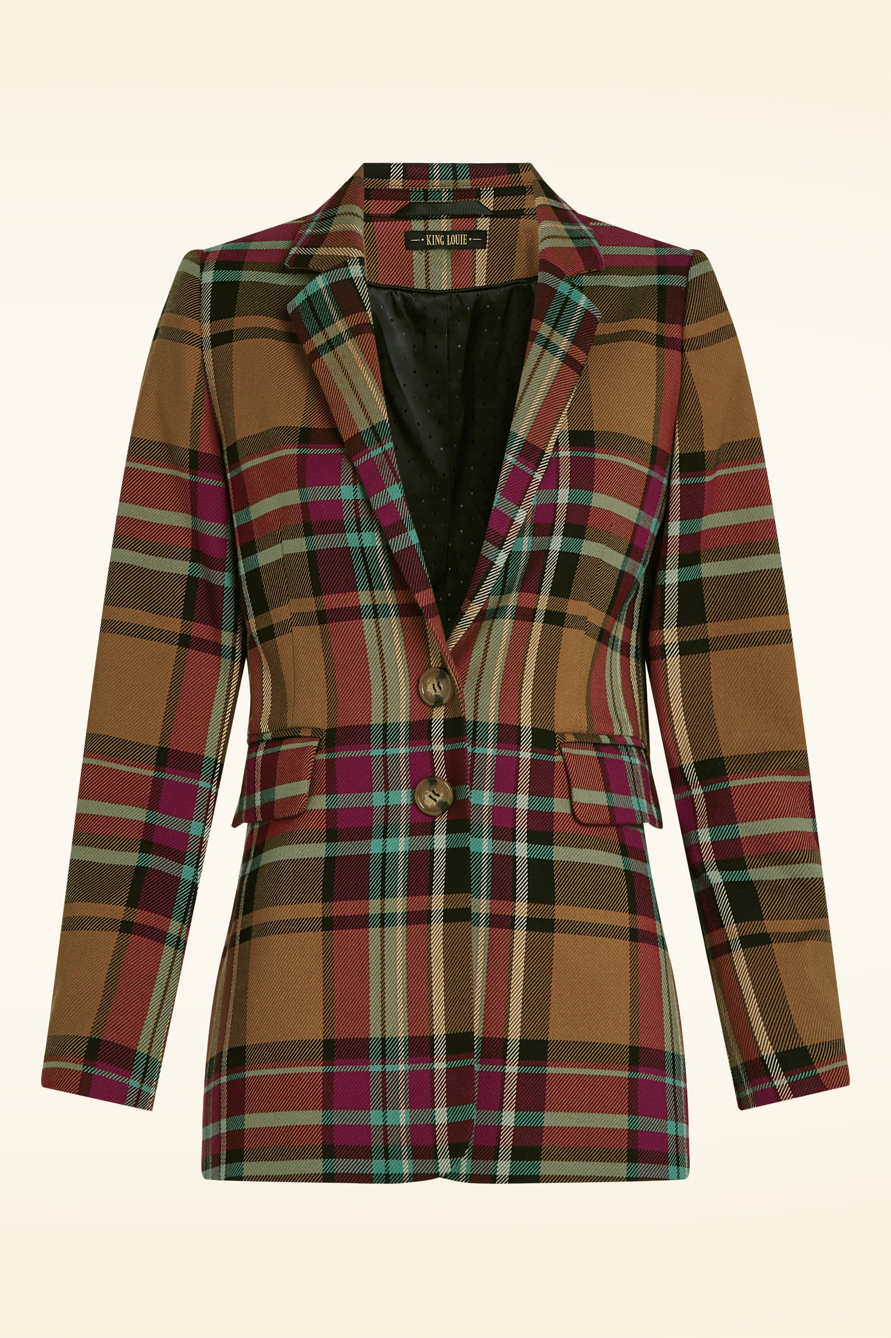 King Louie - Daisy Caroll Check blazer in goudbruin  2