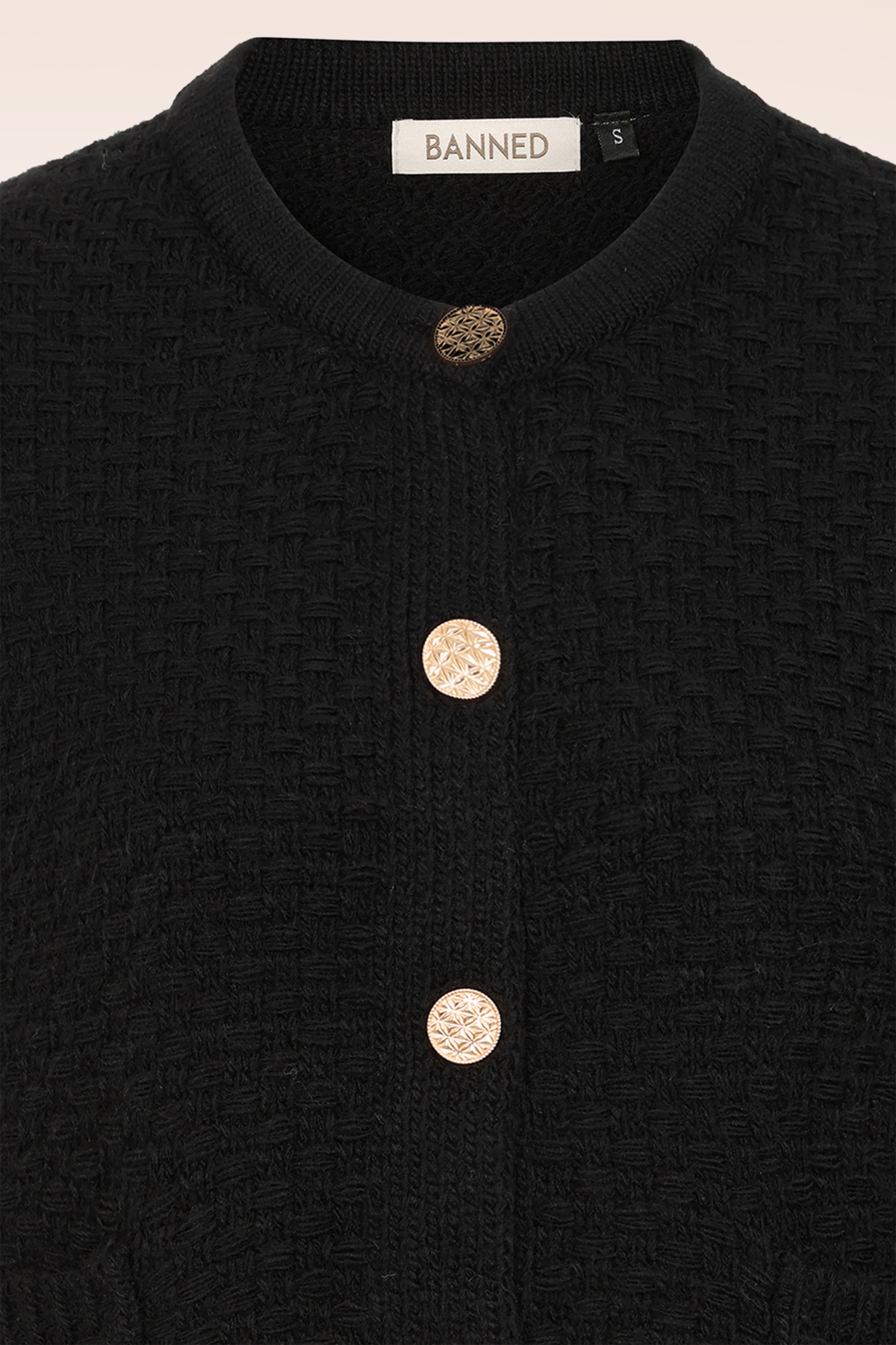 Banned Retro - Victoria Textured cardigan in zwart 2