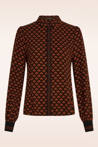 King Louie - Maisie Moire blouse in zwart en oranje 2