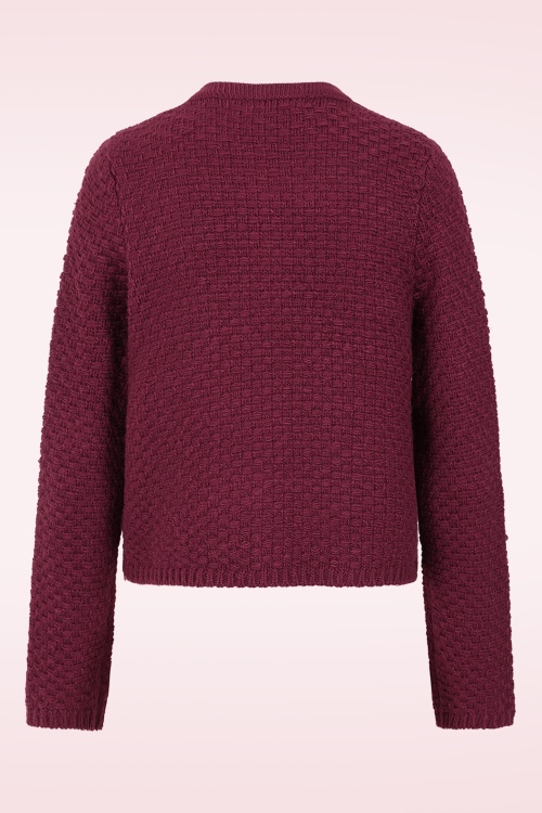 Banned Retro - Victoria Textured cardigan in bordeauxrood 4