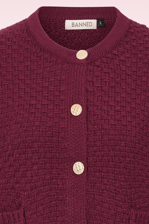 Banned Retro - Victoria Textured cardigan in bordeauxrood 2