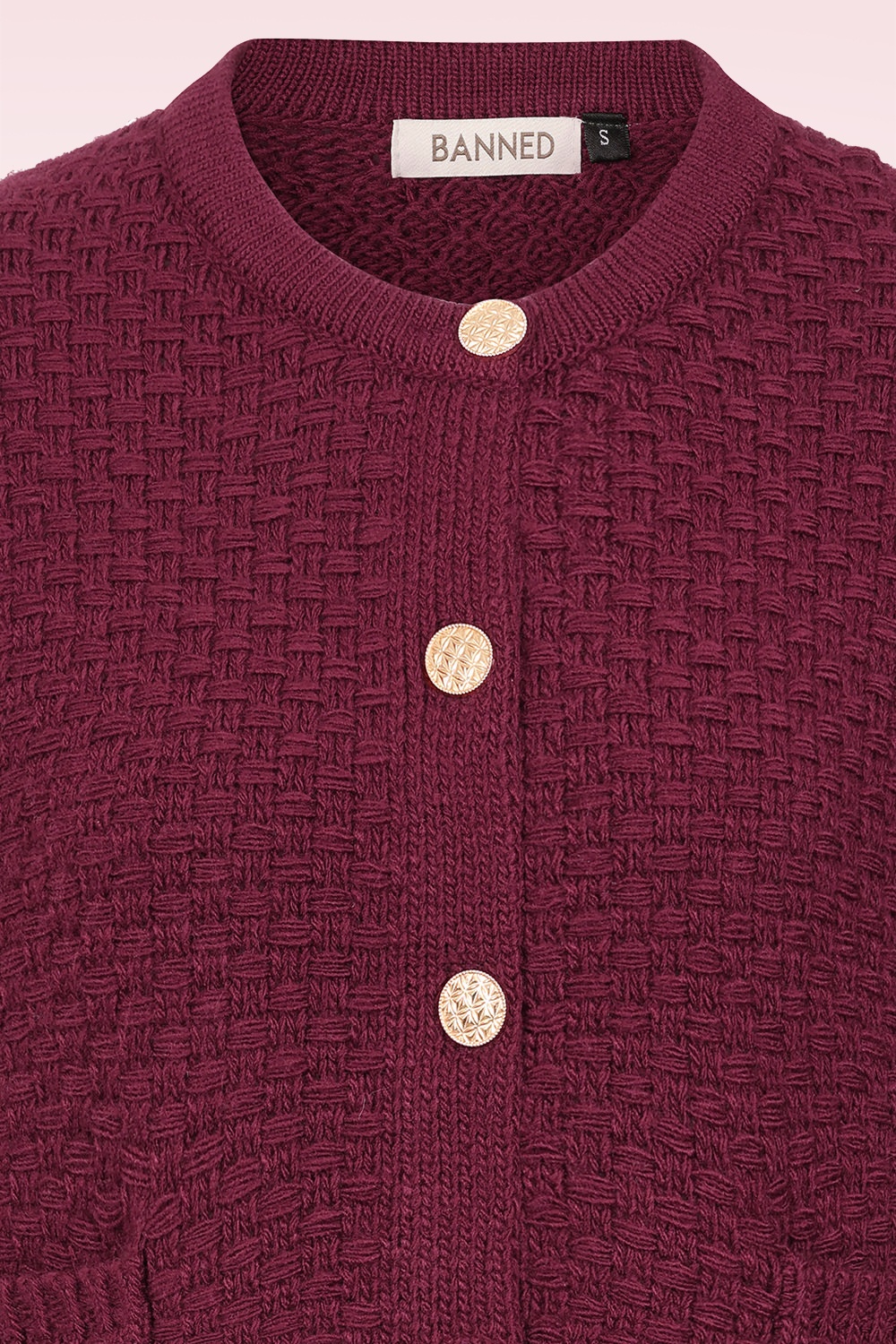 Banned Retro - Victoria Textured cardigan in bordeauxrood 2