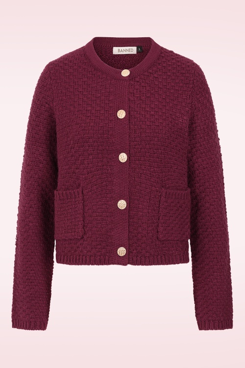 Banned Retro - Victoria Textured cardigan in bordeauxrood