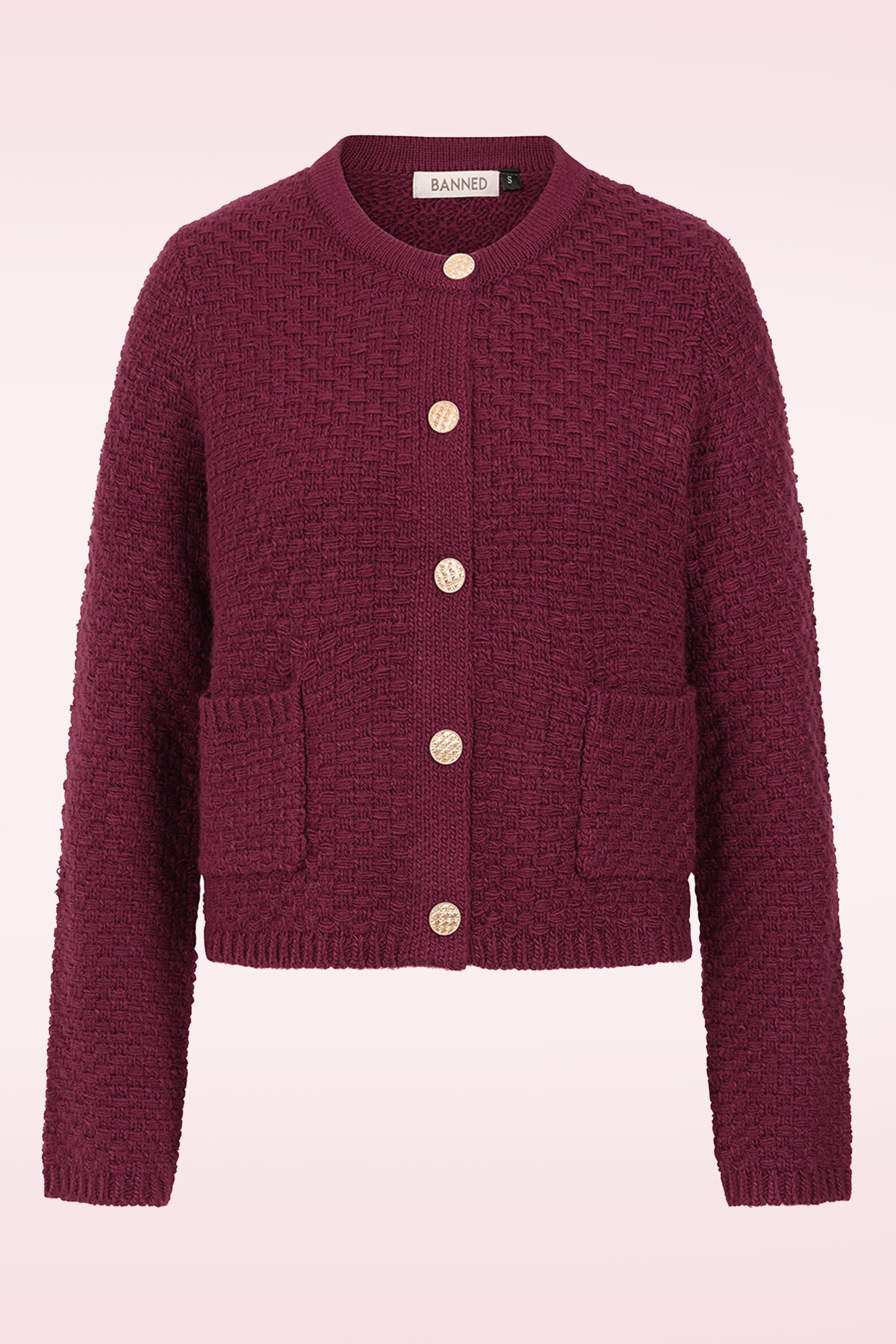 Banned Retro - Victoria Textured cardigan in bordeauxrood