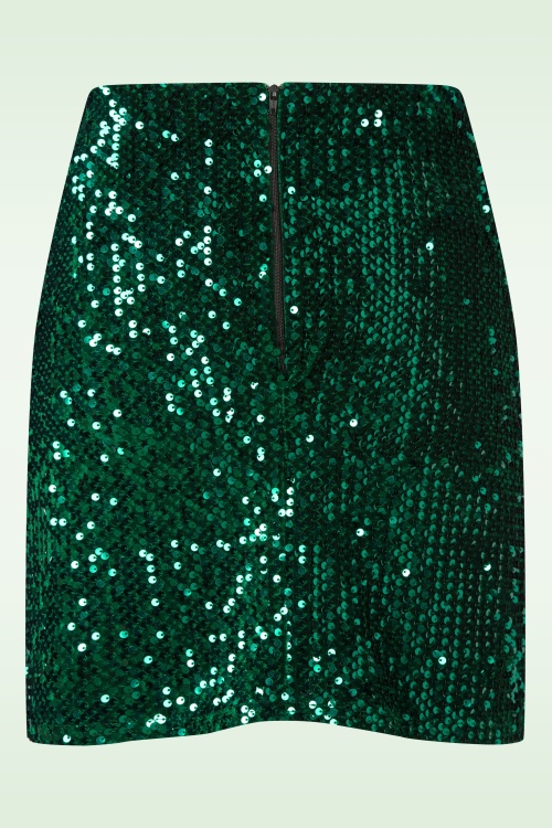 Vintage Chic for Topvintage - Topvintage exclusive ~ Selene pailletten a-lijn rok in smaragdgroen 3