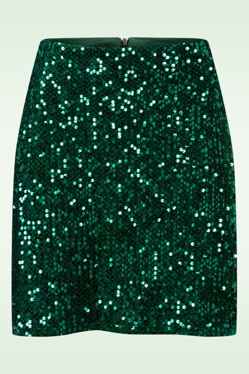 Vintage Chic for Topvintage - Topvintage exclusive ~ Selene pailletten a-lijn rok in smaragdgroen