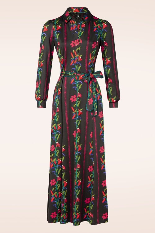 K-Design - Livia Floral maxi jurk in zwart 4