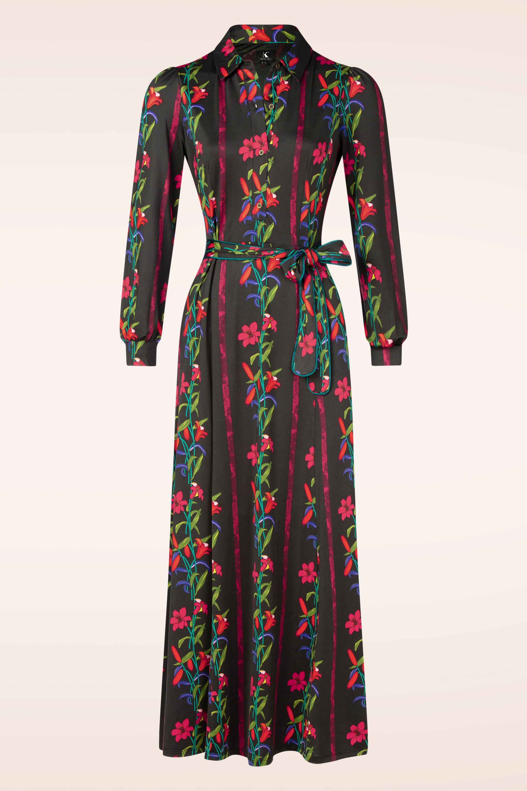 K-Design - Livia Floral maxi jurk in zwart 4
