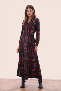 K-Design - Livia Floral maxi jurk in zwart
