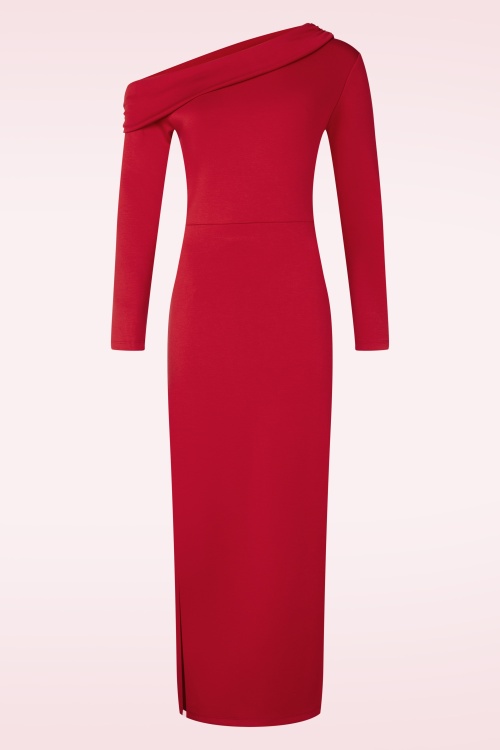 K-Design - Lucy Off Shoulder maxi jurk in rood