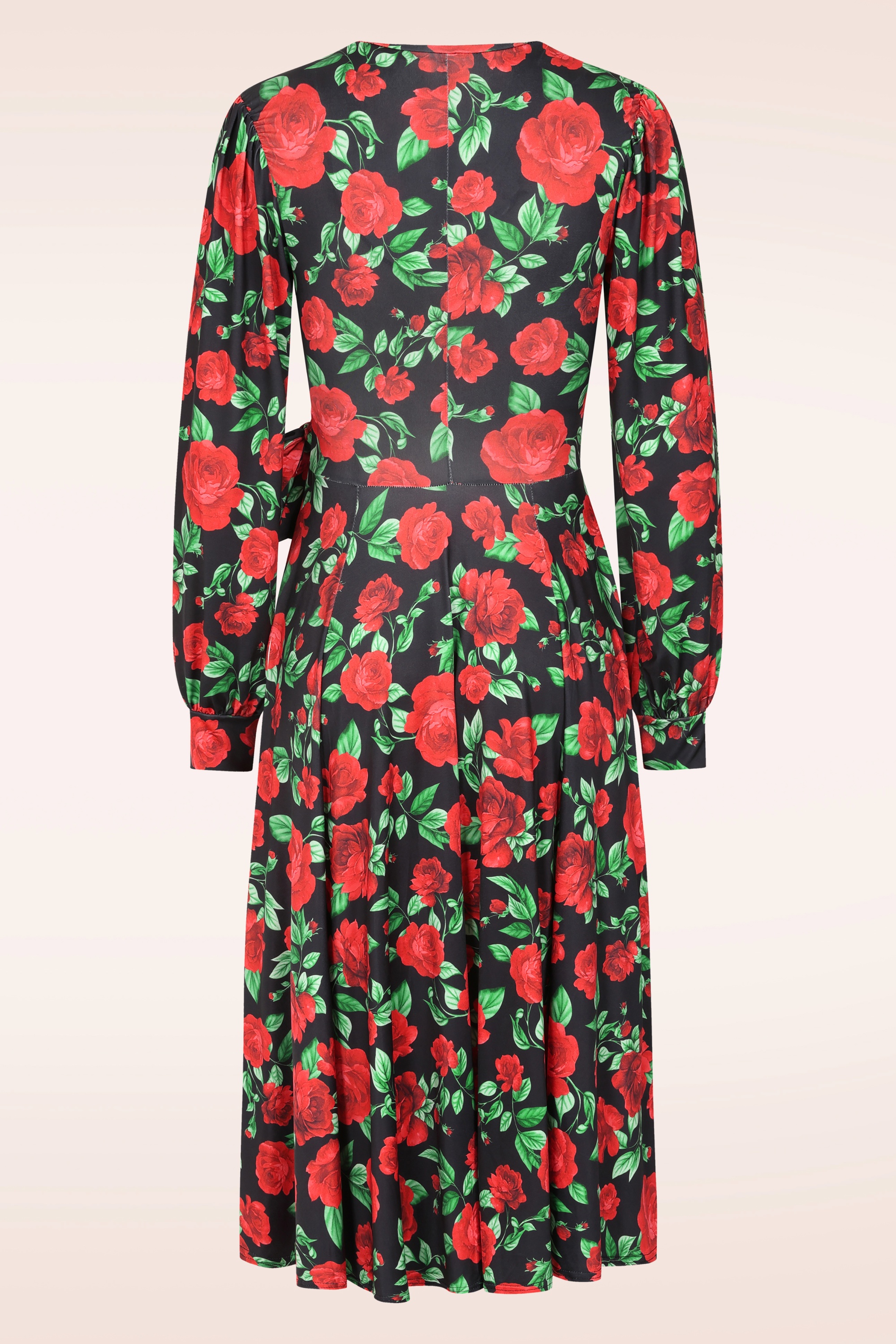 Vintage Chic for Topvintage - Topvintage exclusive ~ Athena Roses slinky swing jurk in zwart en rood 3