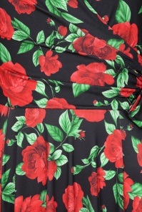 Vintage Chic for Topvintage - Topvintage exclusive ~ Athena Roses slinky swing jurk in zwart en rood 2