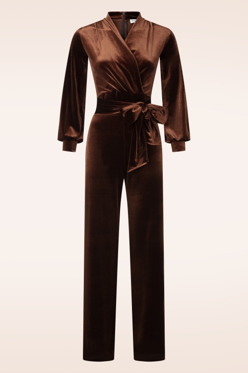 Very Cherry - Emmylou fluwelen jumpsuit in cacao