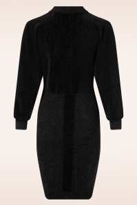 K-Design - Jessy Bomber Style gebreide velours jurk in zwart 4