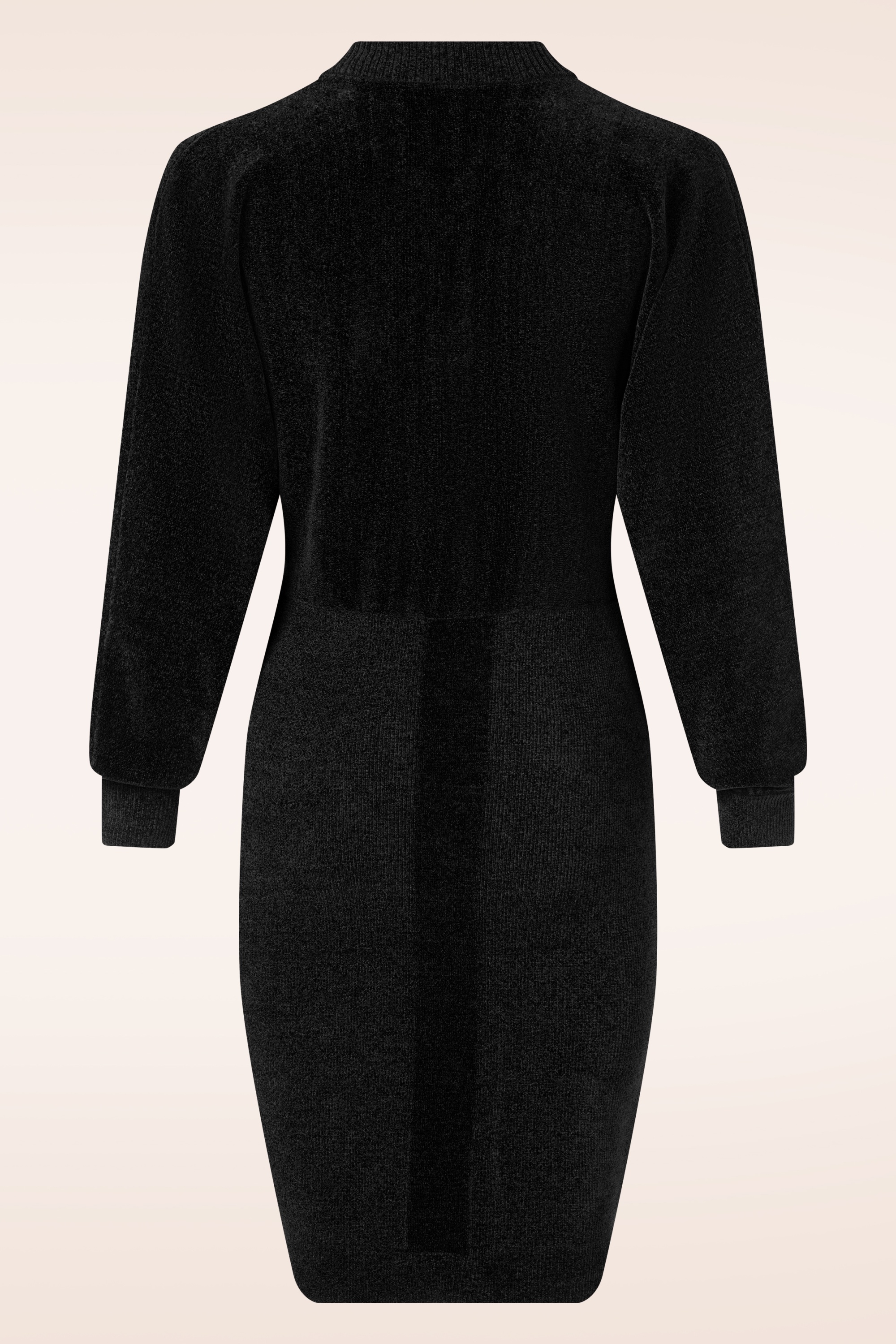 K-Design - Jessy Bomber Style gebreide velours jurk in zwart 4