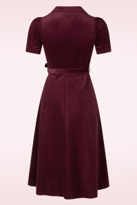 Very Cherry - Midi Revers corduroy jurk in granaatappelrood  3