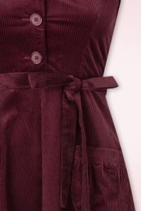Very Cherry - Midi Revers corduroy jurk in granaatappelrood  2