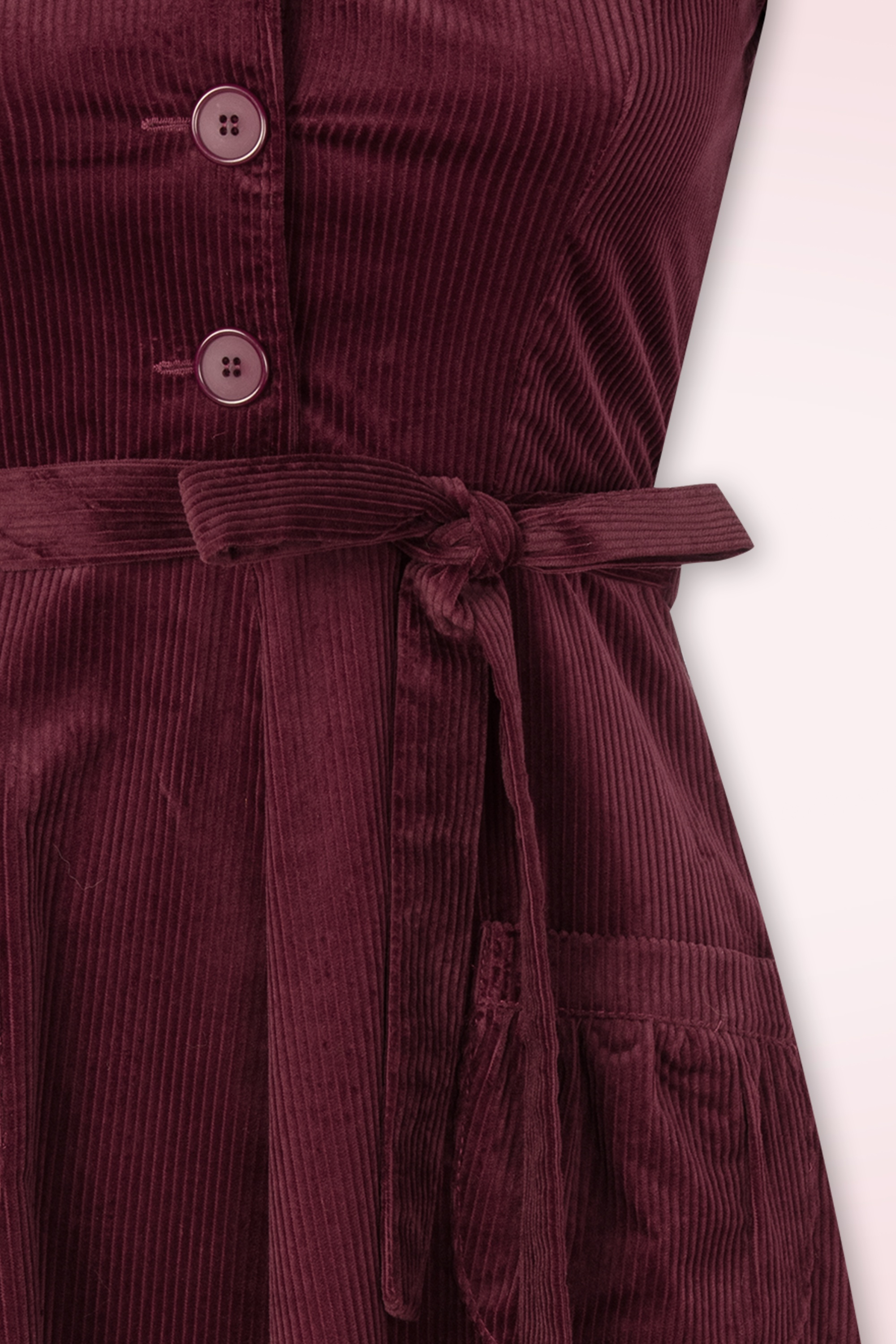 Very Cherry - Midi Revers corduroy jurk in granaatappelrood  2