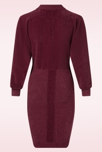 K-Design - Jessy Bomber Style gebreide velours jurk in bordeauxrood 4