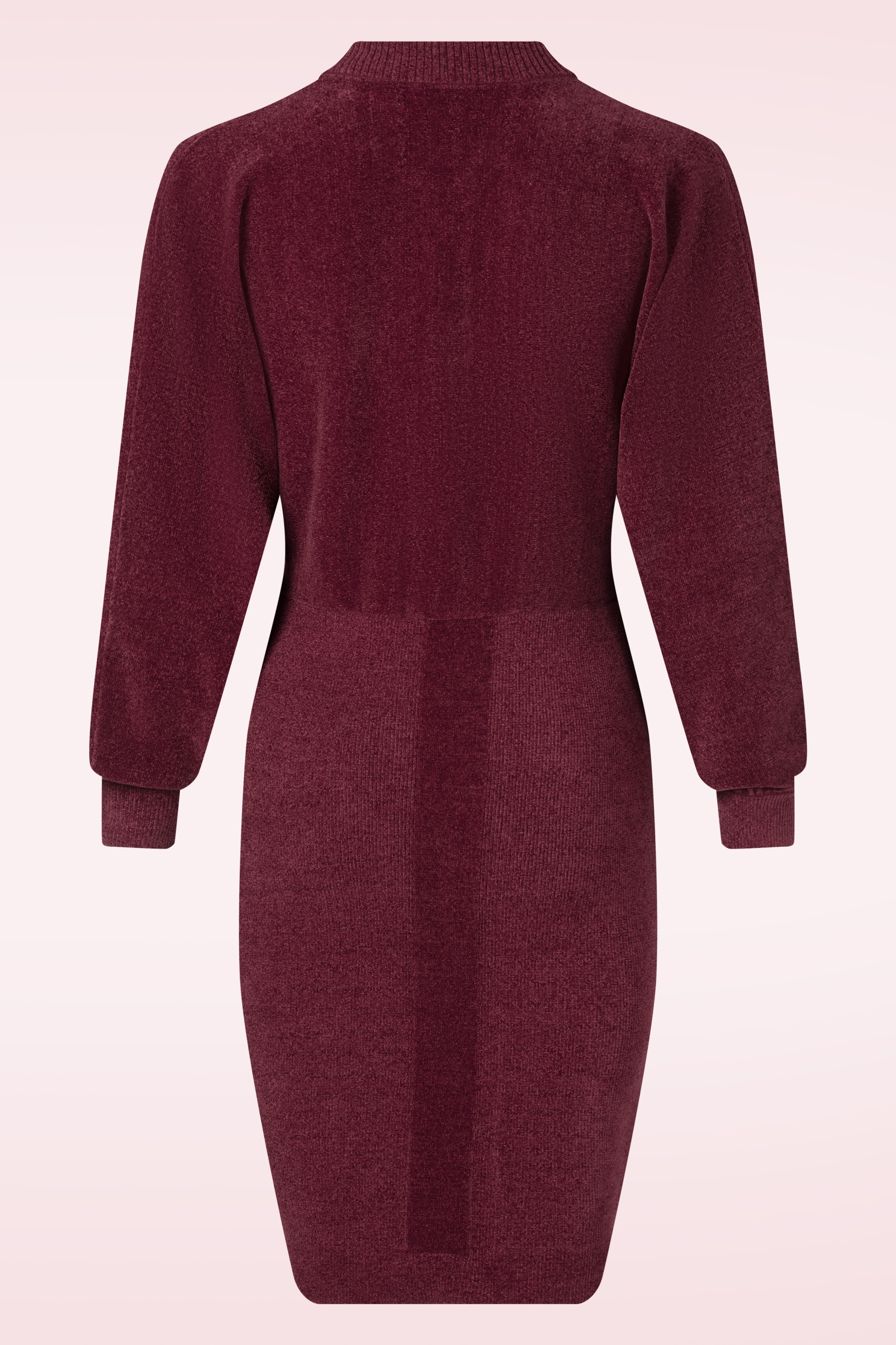 K-Design - Jessy Bomber Style gebreide velours jurk in bordeauxrood 4