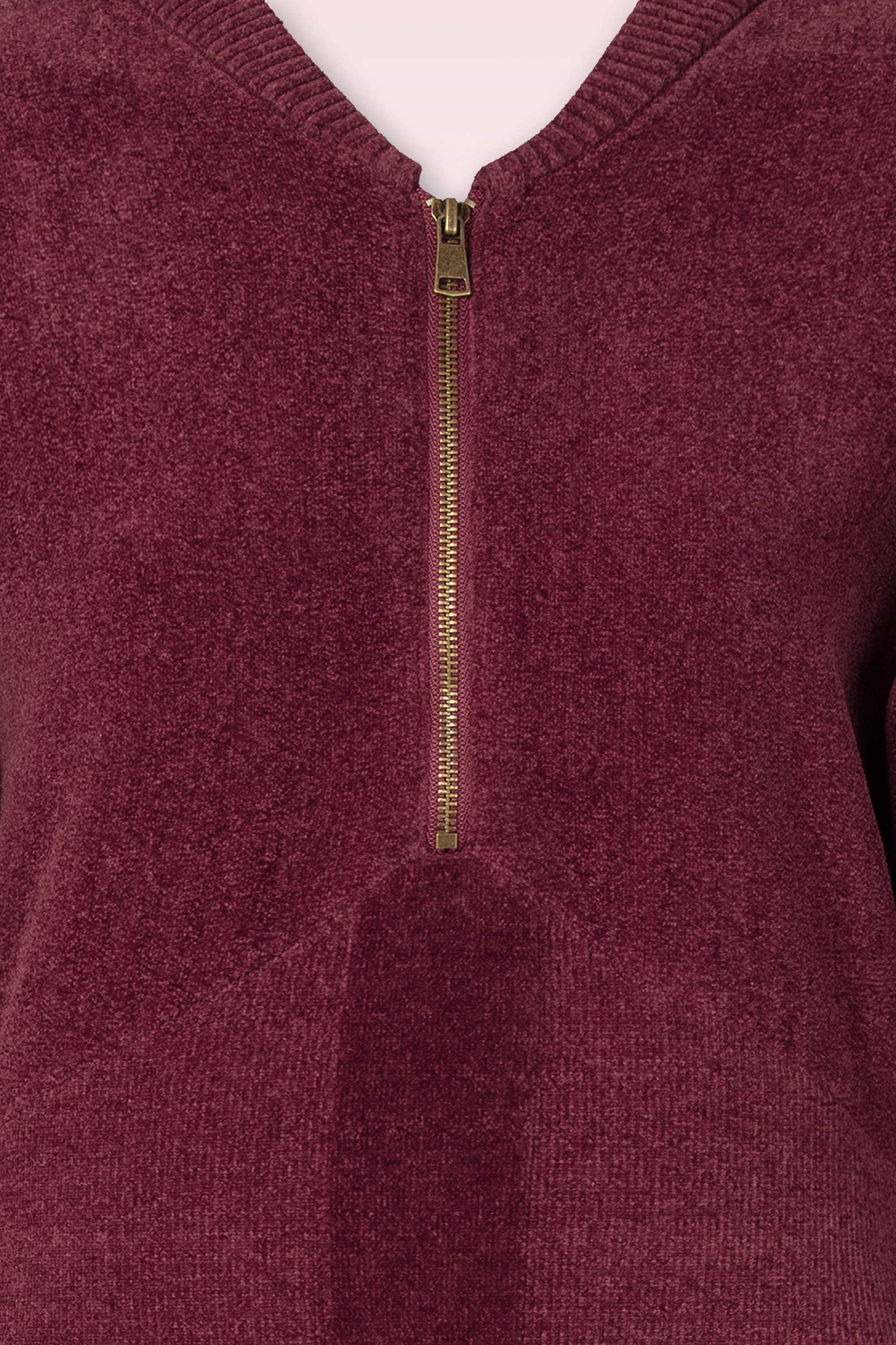 K-Design - Jessy Bomber Style gebreide velours jurk in bordeauxrood 3