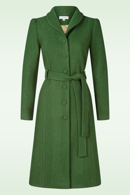 Very Cherry - Dahlia wollen jas in groen