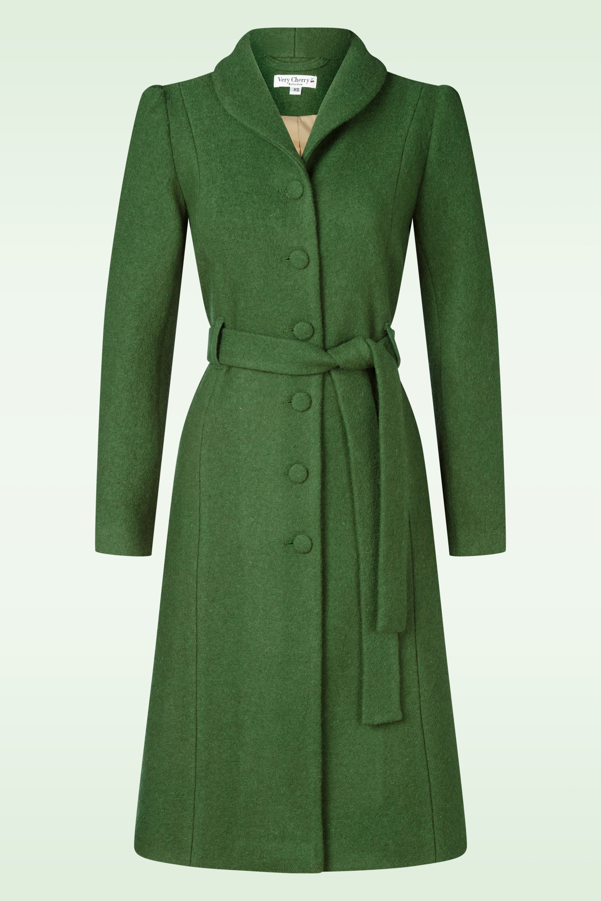 Very Cherry - Dahlia wollen jas in groen