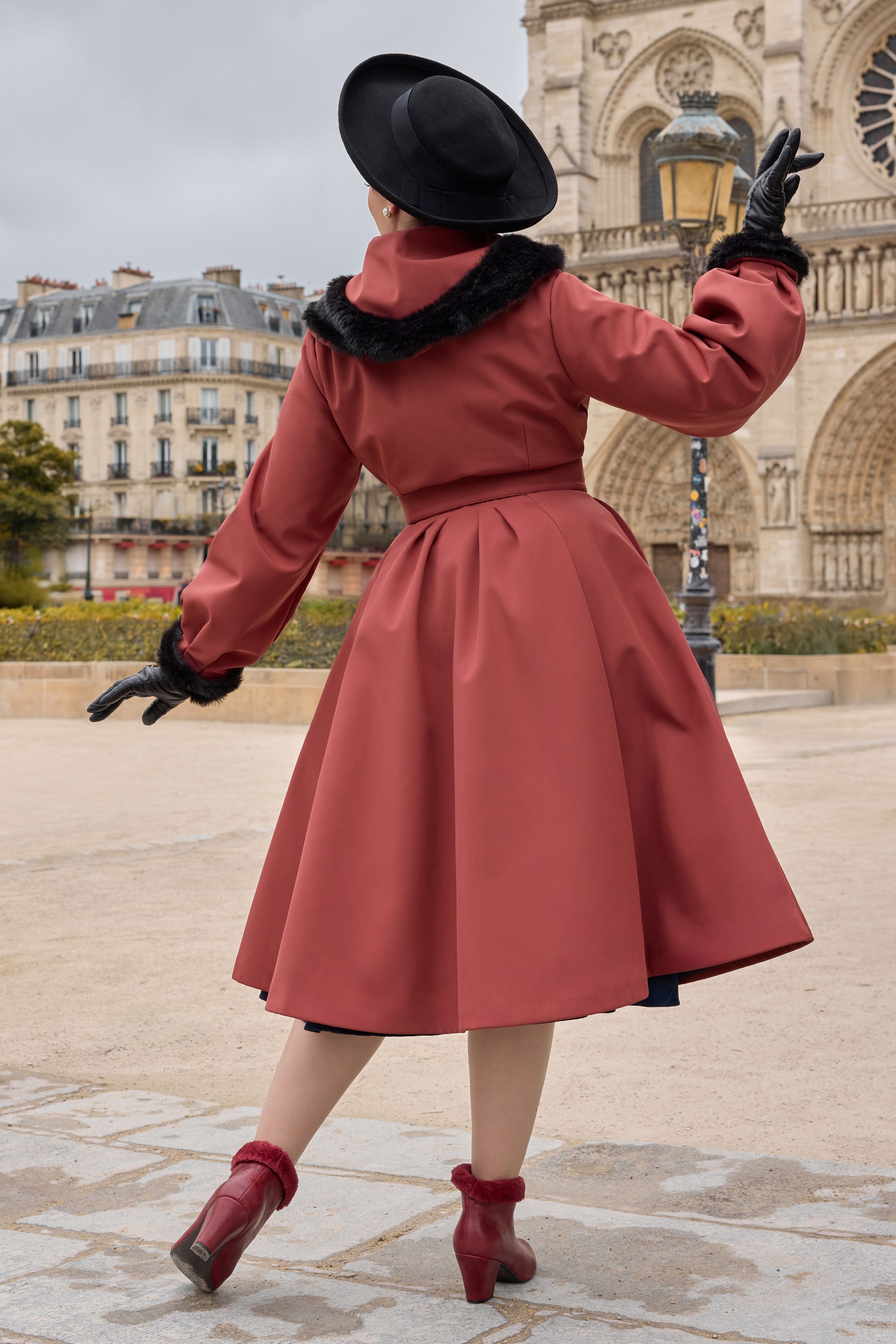 Miss Candyfloss - Lena Harmony waterafstotende winterjas in donker blush en zwart 2