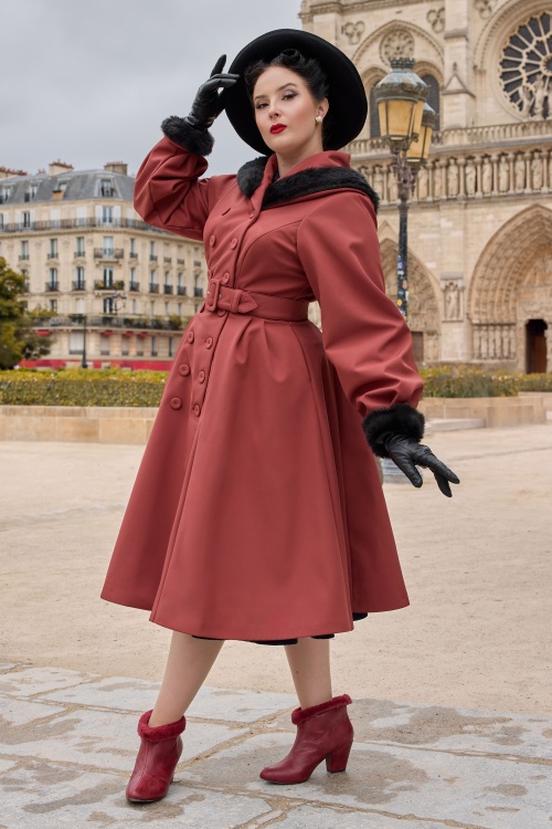 Miss Candyfloss - Lena Harmony waterafstotende winterjas in donker blush en zwart 3