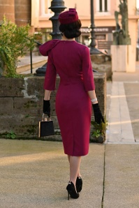 Vintage Diva  - Lorena pencil jurk in bordeauxrood 6