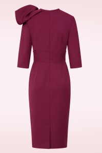 Vintage Diva  - Lorena pencil jurk in bordeauxrood 7