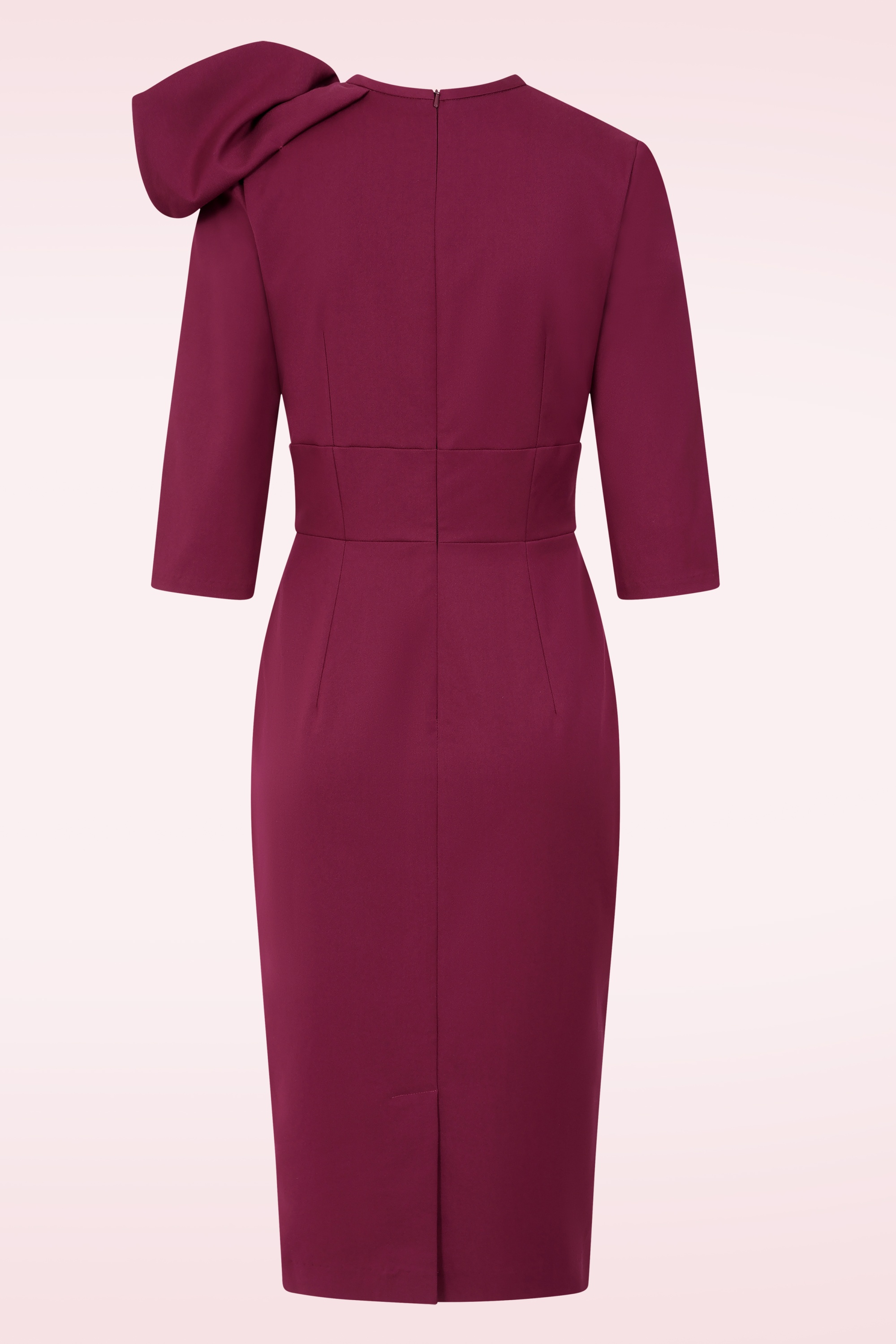 Vintage Diva  - Lorena pencil jurk in bordeauxrood 7