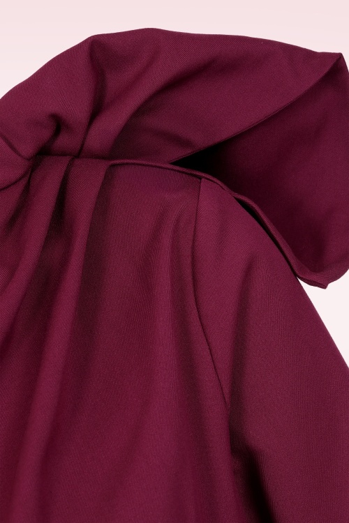 Vintage Diva  - Lorena pencil jurk in bordeauxrood 4