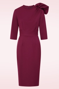 Vintage Diva  - Lorena pencil jurk in bordeauxrood 3